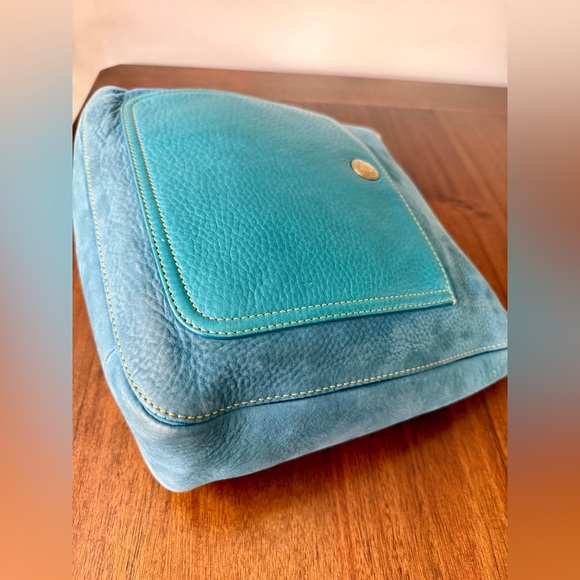 Vintage Coach Nubuc Chelsea Large Hobo in Teal and Compact Wallet - Picture 7 of 14